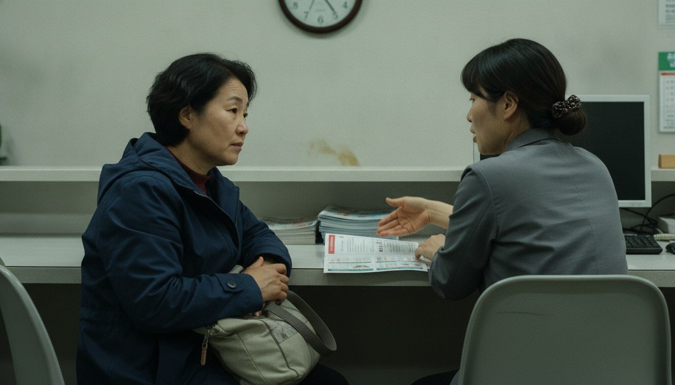 지역 치매안심센터 상담 창구에서 안내를 받는 보호자