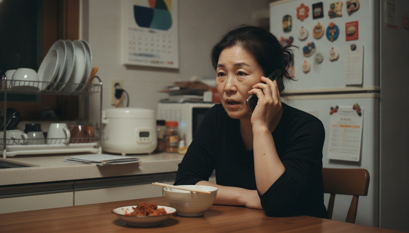 접종 다음 날 어머니와 통화하며 식사와 컨디션을 확인하는 딸
